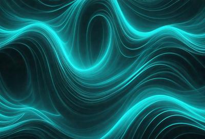 The primary subject of the image is a blue and green ocean wave. The setting is a dark blue background, which creates a contrast with the vibrant colors of the wave. The visual style is a digital art or illustration, as the wave appears to be a pattern or texture. The dominant colors are blue and green, giving the image a calming and serene atmosphere.