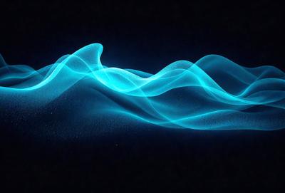 The primary subject of the image is a blue wave or ripple pattern, which appears to be a digital art or illustration. The setting is a dark background, which contrasts with the blue wave. The visual style is modern and captivating, with the blue wave being the main focus of the image. The colors and mood of the image are predominantly blue, creating a sense of calmness and tranquility.