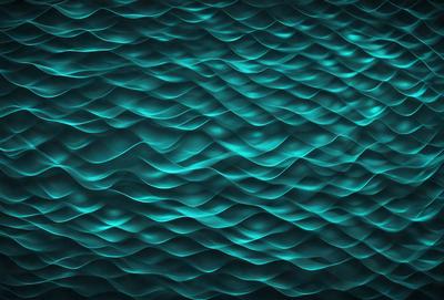 The primary subject of the image is a blue ocean with waves. The setting is the ocean, and the visual style is a photo. The dominant colors are blue and green, creating a serene and calming atmosphere.