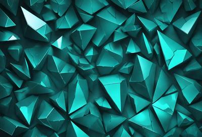 The primary subject of the image is a blue, geometric pattern. The setting is a blue background, and the visual style appears to be a digital art or illustration. The dominant colors are blue and green, creating a calm and soothing atmosphere.