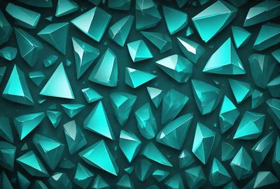 The primary subject of the image is a large, blue, crystal wall. The setting is a dark, blue background, which creates a striking contrast with the crystals. The visual style is a digital art or illustration, as the crystals are depicted in a detailed and intricate manner. The dominant colors are blue and green, giving the image a cool and calming atmosphere.