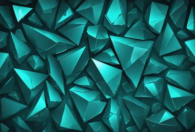 The primary subject of the image is a blue and green patterned wall, which appears to be made of glass or a similar material. The setting is a room with a blue and green color scheme, creating a visually appealing and calming atmosphere. The visual style is a combination of digital art and illustration, with the blue and green colors dominating the scene.