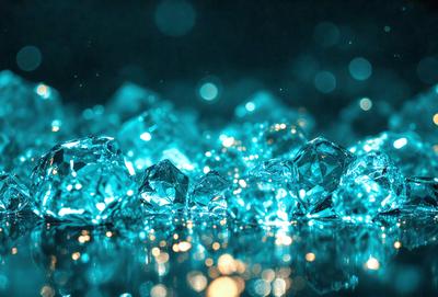 The primary subject of the image is a collection of blue crystals, which are the main objects in the scene. The setting is a dark background, which contrasts with the bright blue crystals. The visual style of the image is a close-up of the crystals, showcasing their unique shapes and colors. The overall atmosphere of the image is one of beauty and elegance, as the blue crystals create a striking and captivating visual effect.