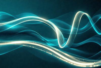 The primary subject of the image is a blue light, which appears to be a neon light or a light effect. The light is shining on a blue background, creating a visually striking scene. The visual style of the image is digital art, as it seems to be a computer-generated or manipulated image. The dominant colors in the image are blue and white, giving it a cool and modern atmosphere.