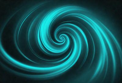 The primary subject of the image is a spiral pattern, which is a blue swirl. The setting is a dark background, which contrasts with the blue swirl. The visual style is a digital art or illustration, as the spiral pattern appears to be a digital creation. The colors and mood of the image are predominantly blue, creating a calm and soothing atmosphere.