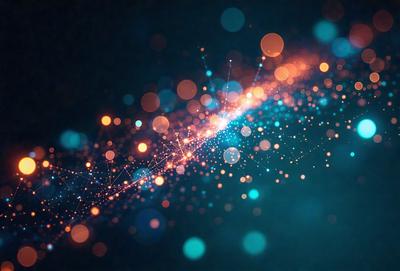 The primary subject of the image is a brightly colored, swirling pattern of lights. The setting is a dark background, which contrasts with the vibrant colors of the lights. The visual style is a combination of digital art and illustration, creating a dynamic and eye-catching scene. The colors and mood of the image are lively and energetic, with the swirling lights evoking a sense of movement and excitement.