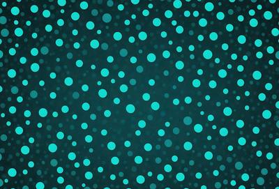 The primary subject of the image is a blue and green patterned background with a lot of small blue circles. The setting is a dark blue background, and the visual style appears to be a digital art or illustration. The dominant colors are blue and green, creating a calm and soothing atmosphere.