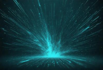 The primary subject of the image is a bright blue light, which appears to be a lightning bolt or a bright star. The light is surrounded by a dark background, creating a striking contrast. The visual style of the image is digital art, as it appears to be a digital illustration or a digital drawing. The colors and mood of the image are predominantly blue, with a sense of energy and movement.