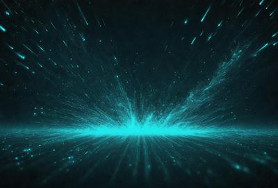 The primary subject of the image is a bright blue light, which appears to be a lightning bolt or a bright star. The light is surrounded by a dark background, creating a striking contrast. The visual style of the image is digital art, as it appears to be a digital illustration or a digital painting. The colors and mood of the image are predominantly blue, with a sense of energy and movement.
