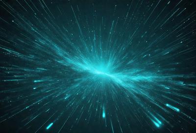 The primary subject of the image is a blue and white light streak, which appears to be a star or a light source. The setting is a dark background, which contrasts with the bright light streak. The visual style of the image is a combination of a photo and a digital art, as it captures the motion and energy of the light streak. The colors and mood of the image are predominantly blue and white, creating a sense of motion and dynamism.