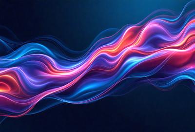 The primary subject of the image is a blue and red swirl, which appears to be a digital art or illustration. The setting is a dark background, which contrasts with the swirl's vibrant colors. The visual style is modern and artistic, creating a dynamic and eye-catching effect. The dominant colors are blue and red, which evoke a sense of energy and movement.
