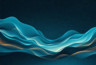 The primary subject of the image is a blue wave, which is the main focus of the scene. The setting is a dark blue background, creating a contrasting and dramatic effect. The visual style is a digital art or illustration, as the wave is depicted in a stylized and artistic manner. The dominant colors are blue and white, giving the image a calm and serene atmosphere.
