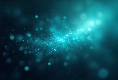 The primary subject of the image is a bright blue background with a swirling pattern of blue and white lights. The setting appears to be a dark space, possibly a night sky or a dark room. The visual style of the image is a combination of digital art and illustration, creating a vibrant and dynamic atmosphere. The dominant colors in the image are blue and white, with the blue background and the swirling pattern of lights creating a sense of movement and energy.