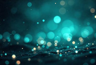 The primary subject of the image is a blue background with a pattern of blue lights. The setting appears to be a dark room, and the visual style is a digital art or illustration. The dominant colors are blue and purple, creating a calm and serene atmosphere.