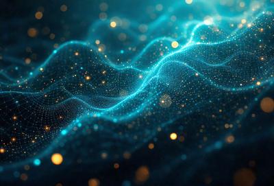The primary subject of the image is a blue and white wave pattern, which appears to be a digital art or illustration. The setting is a dark background, which contrasts with the bright blue and white colors of the wave pattern. The visual style suggests a modern and creative approach to art, with the wave pattern serving as the main focus of the image. The colors and mood convey a sense of depth and complexity, with the blue and white wave pattern creating a visually striking and dynamic composition.