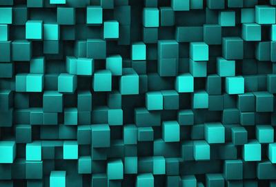 The primary subject of the image is a blue and green patterned wall. The setting is a blue and green wall, which creates a visually appealing and vibrant atmosphere. The visual style of the image is a digital art or illustration, as it features a complex and intricate pattern. The dominant colors in the image are blue and green, which contribute to the overall mood of the scene.