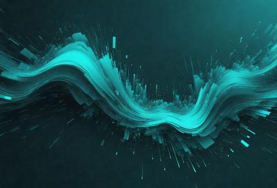The primary subject of the image is a blue wave or a blue water-like pattern. The setting is a dark blue background, which creates a contrast with the blue wave. The visual style is digital art or illustration, as the wave appears to be a digital creation. The dominant colors are blue, and the overall atmosphere is calm and serene.