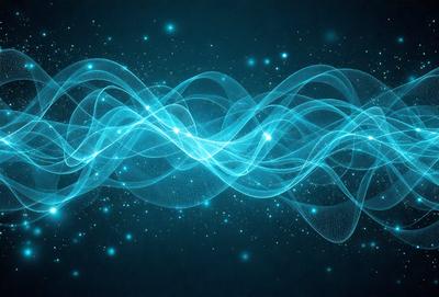 The primary subject of the image is a blue, swirling, and glowing pattern. The setting is a dark blue background, which contrasts with the bright blue swirls. The visual style is a digital art or illustration, creating a dynamic and captivating scene. The colors and mood are predominantly blue, with a sense of movement and energy.