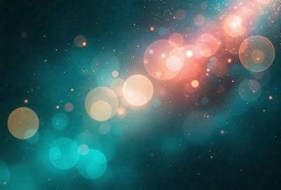 The primary subject of the image is a brightly colored, swirling pattern of lights, which creates a vibrant and lively atmosphere. The setting is a dark, starry background, which contrasts with the brightly lit pattern. The visual style of the image is a combination of digital art and illustration, as it features a unique and eye-catching design. The colors and mood of the image are predominantly blue and green, with the swirling lights adding a sense of motion and energy to the scene