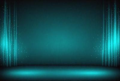 The primary subject of the image is a blue background with a few white lights. The setting appears to be a stage or a performance area. The visual style is a combination of digital art and illustration, creating a unique and captivating atmosphere. The dominant colors are blue and white, with the blue background and the white lights creating a striking contrast. The overall mood of the image is one of creativity and artistic expression.
