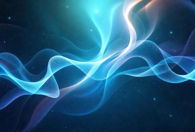 The primary subject of the image is a blue and white swirling pattern, which appears to be a digital art or illustration. The setting is a dark, star-filled sky, creating a sense of depth and mystery. The visual style is modern and captivating, with the swirling pattern as the main focus. The colors and mood of the image are predominantly blue and white, giving it a serene and calming atmosphere.