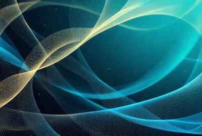 The primary subject of the image is a blue and yellow spiral pattern. The setting is a dark background, which contrasts with the vibrant colors of the spiral pattern. The visual style appears to be a digital art or illustration, as the spiral pattern is intricately detailed and the colors are rich and vivid. The overall atmosphere of the image is dynamic and visually appealing.