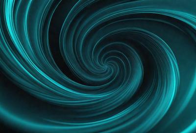 The primary subject of the image is a spiral pattern, which is a blue swirl. The setting is a dark background, and the visual style appears to be a digital art or illustration. The dominant colors are blue and black, creating a sense of depth and intrigue.