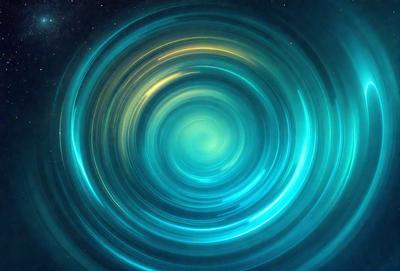 The primary subject of the image is a blue spiral, which appears to be a swirling pattern or a blue circle. The setting is a dark background, which contrasts with the bright blue color of the spiral. The visual style of the image is a combination of a photo and a digital art or illustration, as it has a unique and artistic appearance. The colors and mood of the image are predominantly blue, creating a sense of calmness and tranquility.