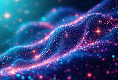 The primary subject of the image is a blue and purple swirl, which appears to be a digital art or illustration. The setting is a blue background, and the visual style is a combination of digital art and illustration. The colors and mood of the image are predominantly blue and purple, creating a sense of depth and a calming atmosphere.