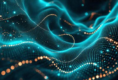 The primary subject of the image is a blue, swirling, and glowing pattern. The setting is a dark background, which contrasts with the bright blue pattern. The visual style is a digital art or illustration, as the pattern appears to be a computer-generated or hand-drawn design. The colors and mood of the image are predominantly blue, creating a sense of depth and tranquility.