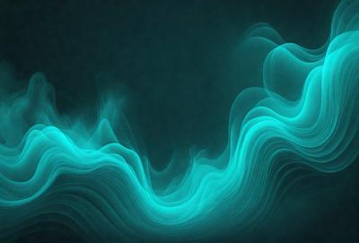 The primary subject of the image is a blue wave or ripple pattern, which appears to be a digital art or illustration. The setting is a dark blue background, which creates a moody and atmospheric scene. The visual style is a combination of digital art and illustration, giving the image a unique and artistic appearance. The dominant colors are blue and green, which contribute to the overall mood of the image.