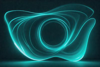 The primary subject of the image is a blue light, which appears to be a neon light or a blue light effect. The light is shining on a dark background, creating a striking contrast. The visual style of the image is a combination of a photo and digital art, as it captures the light's movement and creates a unique, artistic effect. The colors and mood of the image are predominantly blue, with a slightly mysterious and captivating atmosphere.
