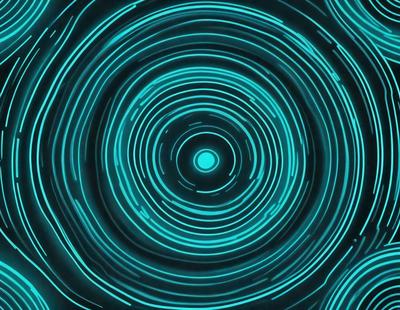 The primary subject of the image is a blue, circular, and swirling pattern. The setting is a dark background, which contrasts with the bright blue swirls. The visual style appears to be a digital art or illustration, as the swirls are intricately designed and the overall atmosphere is vibrant and dynamic.