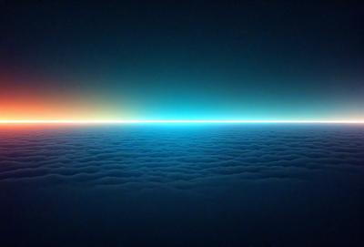 The primary subject of the image is the vast expanse of the ocean, with a blue sky in the background. The visual style is a photo, capturing the beauty of the ocean and the sky. The colors and mood are predominantly blue, creating a serene and peaceful atmosphere.
