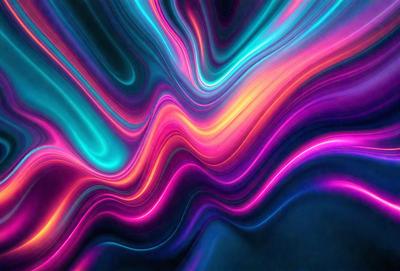 The primary subject of the image is a colorful, swirling pattern that resembles a kaleidoscope. The setting is a dark background, which contrasts with the vibrant colors of the pattern. The visual style is a combination of digital art and illustration, creating a dynamic and eye-catching design. The dominant colors are pink, blue, and yellow, which evoke a sense of energy and movement. Overall, the image has a lively and captivating atmosphere.