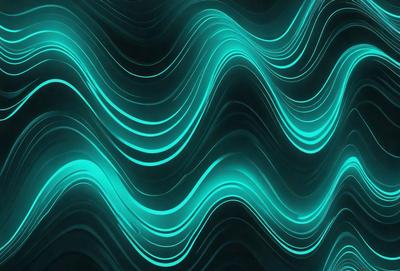 The primary subject of the image is a blue and green patterned wallpaper. The setting is a room with a blue and green wallpapered wall. The visual style is a digital art or illustration, creating a vibrant and colorful atmosphere. The dominant colors are blue and green, giving the room a lively and fresh appearance.