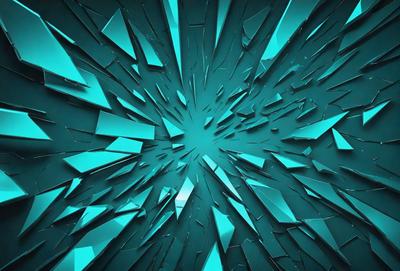 The primary subject of the image is a blue, glass-like structure with a hole in the center. The setting is a blue background, and the visual style appears to be a digital art or illustration. The dominant colors are blue and white, creating a calm and serene atmosphere.