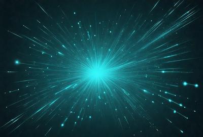 The primary subject of the image is a bright blue light, which appears to be a star or a light source. The setting is a dark background, which contrasts with the bright blue light. The visual style of the image is digital art, as it is a computer-generated image. The dominant colors in the image are blue and black, creating a sense of depth and contrast.