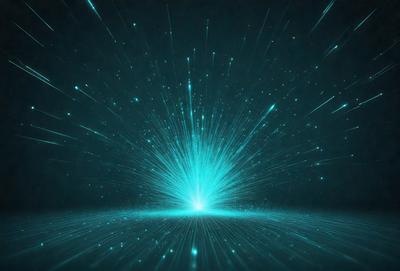 The primary subject of the image is a bright blue light, which appears to be a light source or a lightning bolt. The light is surrounded by a blue background, creating a visually striking scene. The visual style of the image is digital art, as it appears to be a computer-generated or digitally manipulated image. The dominant colors in the image are blue and white, giving it a cool and futuristic atmosphere.