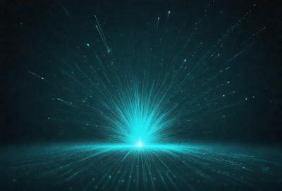The primary subject of the image is a bright blue light, which appears to be a light source or a lightning bolt. The light is surrounded by a blue background, giving the scene a futuristic and dynamic feel. The visual style of the image is digital art, as it is a computer-generated light effect. The dominant colors in the image are blue and white, creating a sense of energy and movement.