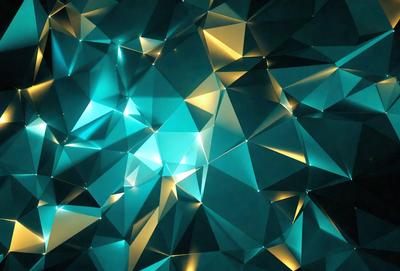 The primary subject of the image is a blue and yellow geometric pattern, which is the main focus of the image. The setting is a blue background, and the visual style appears to be a digital art or illustration. The dominant colors in the image are blue and yellow, creating a vibrant and lively atmosphere.