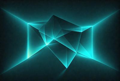 The primary subject of the image is a geometric pattern, which is a blue and white diamond shape. The setting is a dark blue background, and the visual style appears to be a digital art or illustration. The dominant colors in the image are blue and white, creating a calm and sophisticated atmosphere.