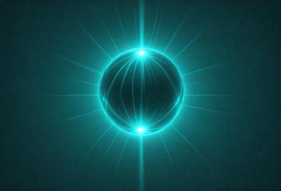 The primary subject of the image is a blue, glowing, three-dimensional sphere. The setting is a dark blue background, which contrasts with the bright blue sphere. The visual style appears to be a digital art or illustration, as the sphere has a unique and intricate design. The colors and mood of the image are predominantly dark and moody, with the blue sphere being the main focal point.
