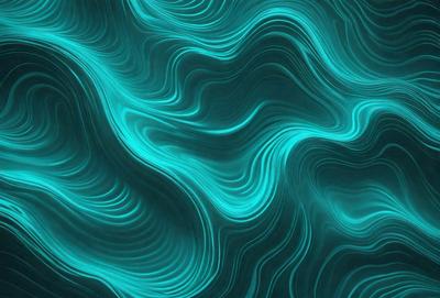The primary subject of the image is a blue and green ocean wave. The setting is the ocean, with the wave being the main focus of the image. The visual style is a digital art or illustration, as the wave is depicted in a detailed and artistic manner. The dominant colors in the image are blue and green, creating a serene and calming atmosphere.