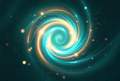 The primary subject of the image is a spiral pattern, which is a blue and yellow swirl. The setting is a dark background, which contrasts with the bright colors of the spiral pattern. The visual style is a digital art or illustration, as the spiral pattern is created with a computer or digital tools. The colors and mood of the image are vibrant and energetic, with the blue and yellow colors creating a sense of movement and dynamism.