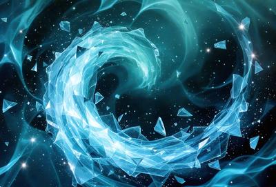 The primary subject of the image is a blue spiral, which appears to be a digital art or illustration. The setting is a dark, starry background, creating a sense of depth and mystery. The visual style is a combination of digital art and illustration, giving the image a unique and captivating appearance. The dominant colors are blue and black, which contribute to the overall mood of the image, evoking a sense of wonder and exploration.
