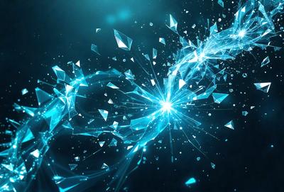 The primary subject of the image is a blue and white light, which appears to be a bright and colorful light source. The setting is a dark background, which contrasts with the light source, creating a visually striking scene. The visual style of the image is digital art, as it is a computer-generated image. The dominant colors in the image are blue and white, giving it a cool and modern atmosphere.