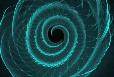 The primary subject of the image is a spiral pattern, which is the main object, scene, or focus of the image. The spiral pattern is set against a blue background, creating a visually striking and vibrant scene. The spiral pattern is depicted in a digital art style, giving it a modern and dynamic appearance. The overall atmosphere of the image is energetic and captivating, with the blue hues adding a sense of depth and tranquility.