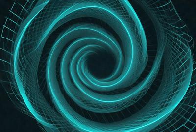 The primary subject of the image is a spiral pattern, which is a blue and purple swirl. The setting is a dark background, which contrasts with the spiral pattern. The visual style is a digital art or illustration, as the spiral pattern appears to be a digital creation. The colors and mood of the image are predominantly blue and purple, creating a sense of depth and intrigue.