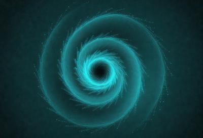 The primary subject of the image is a blue spiral, which appears to be a digital art or illustration. The spiral is set against a dark blue background, creating a striking contrast. The visual style of the image suggests that it is a digital creation, possibly a graphic design or an artistic representation of a concept. The colors and mood of the image are predominantly dark and moody, with the blue spiral being the main focal point.